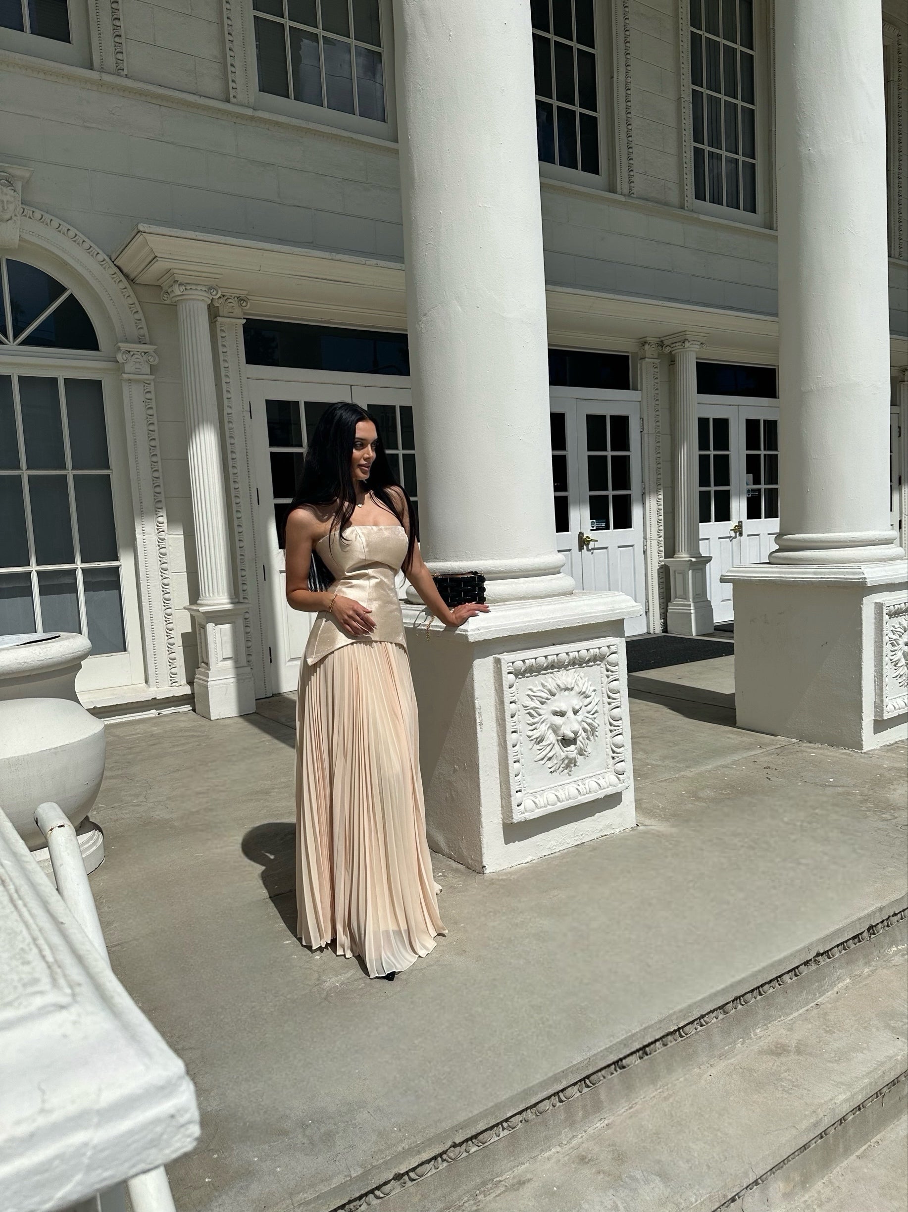 "Francis" Dress in champagne nude