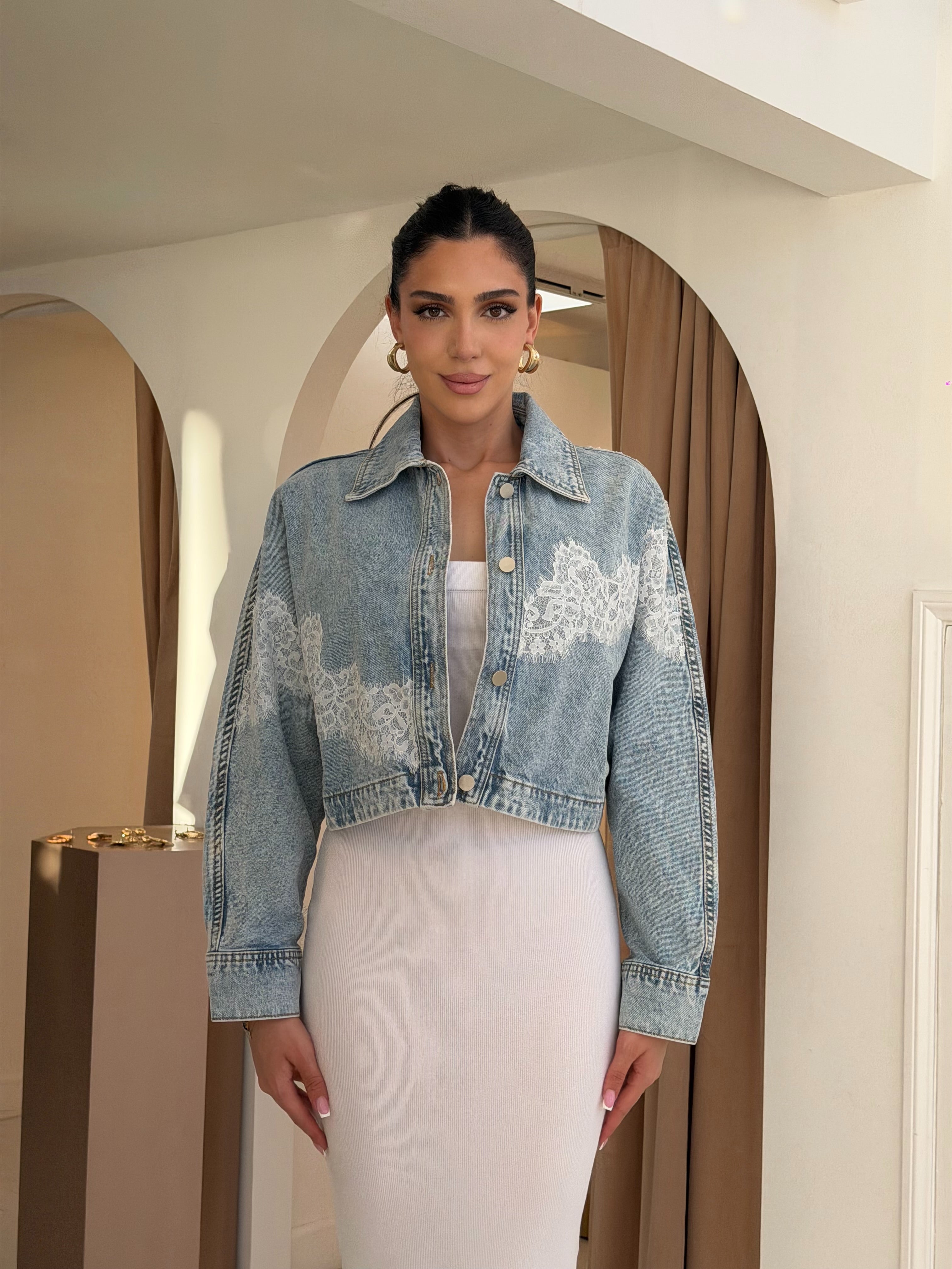 “Diane” lace denim jacket