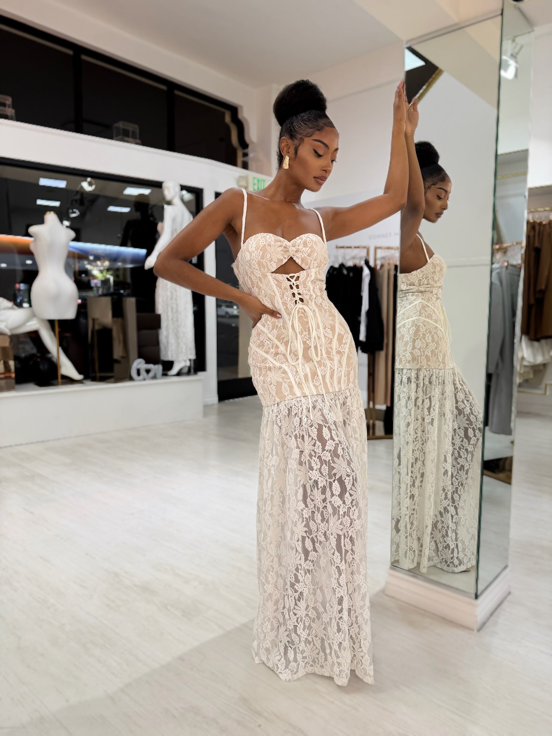 “Sheryl” lace bustier dress