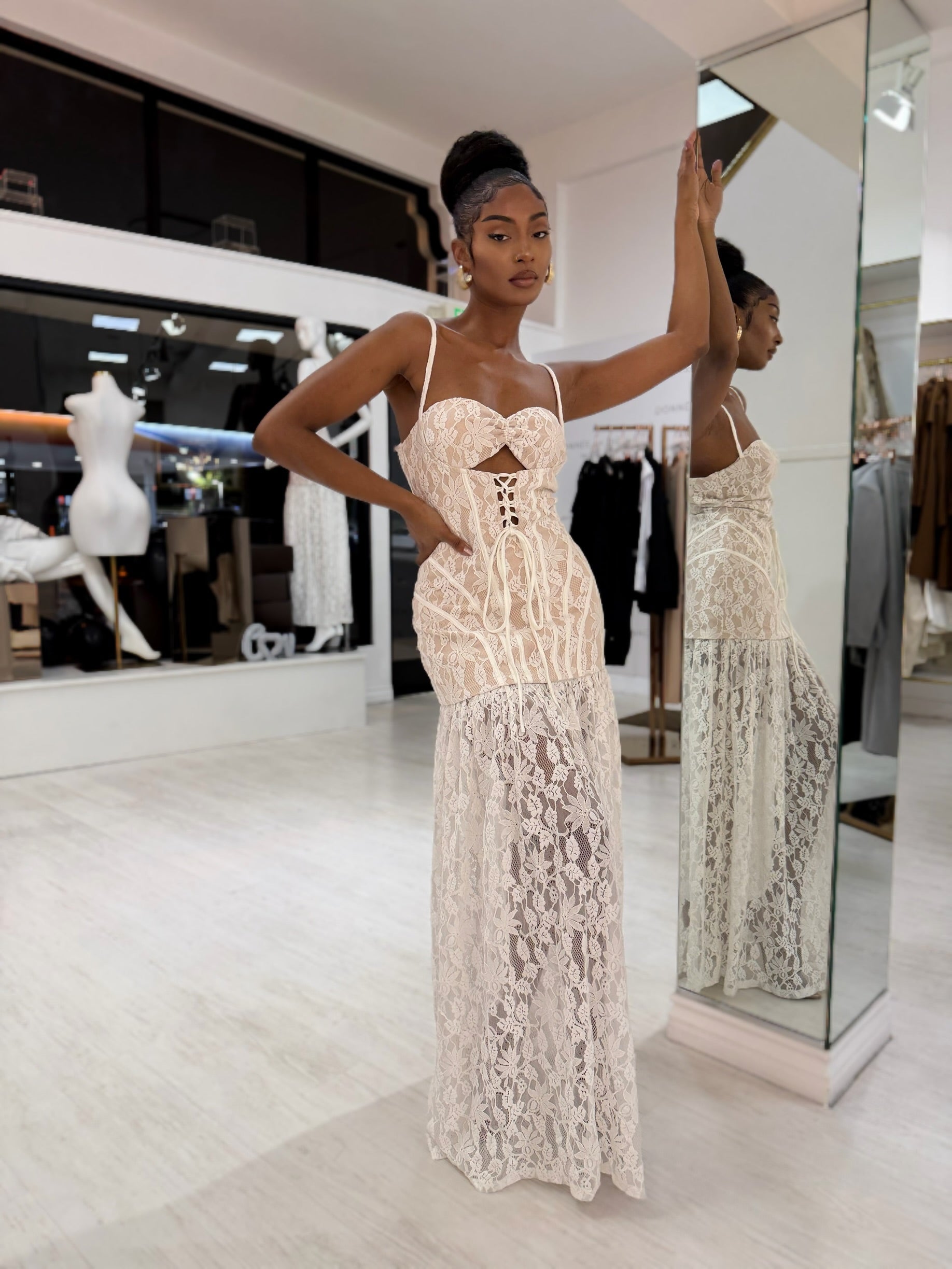 “Sheryl” lace bustier dress