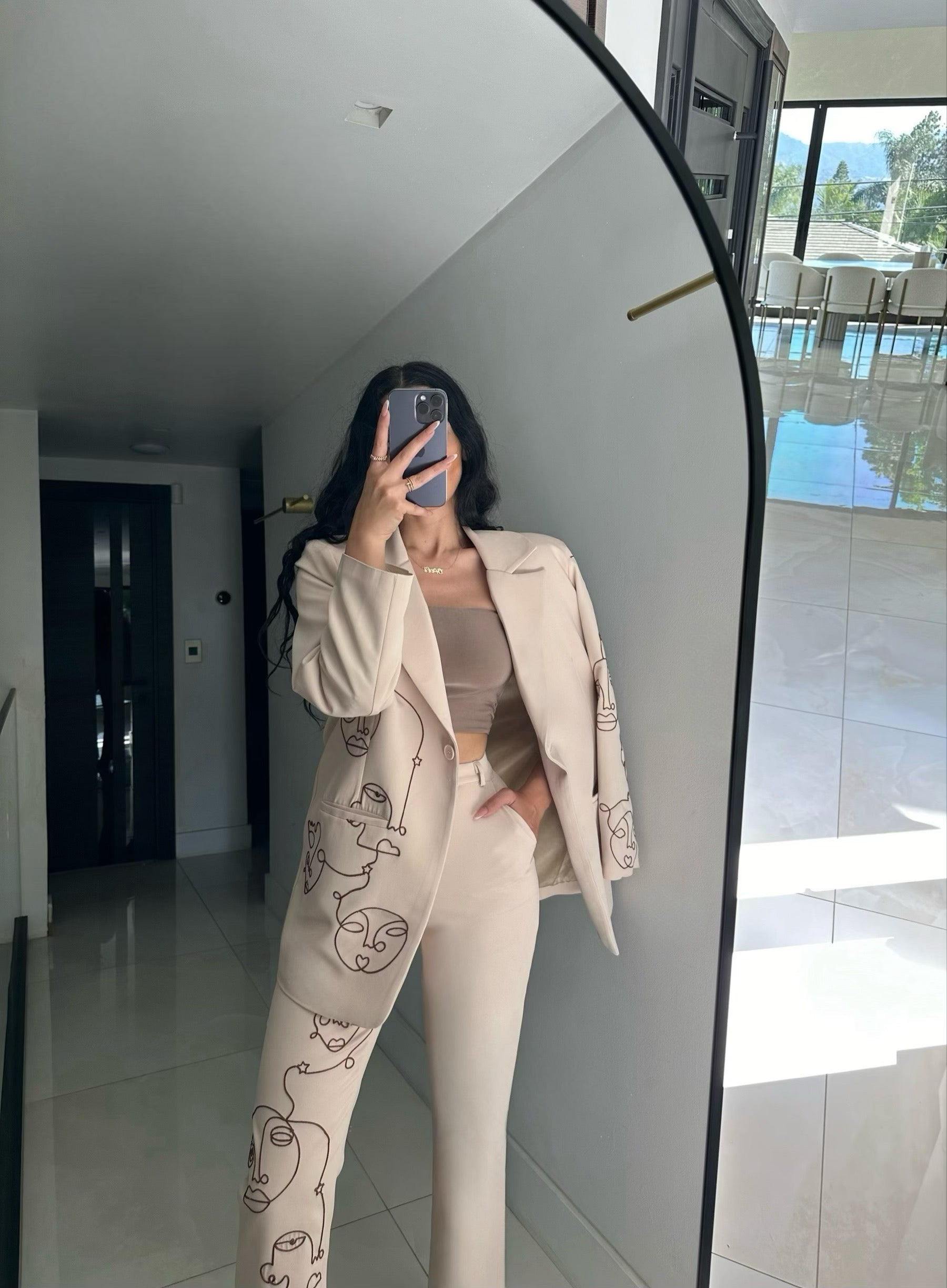 'Faces' Blazer x Pants Set