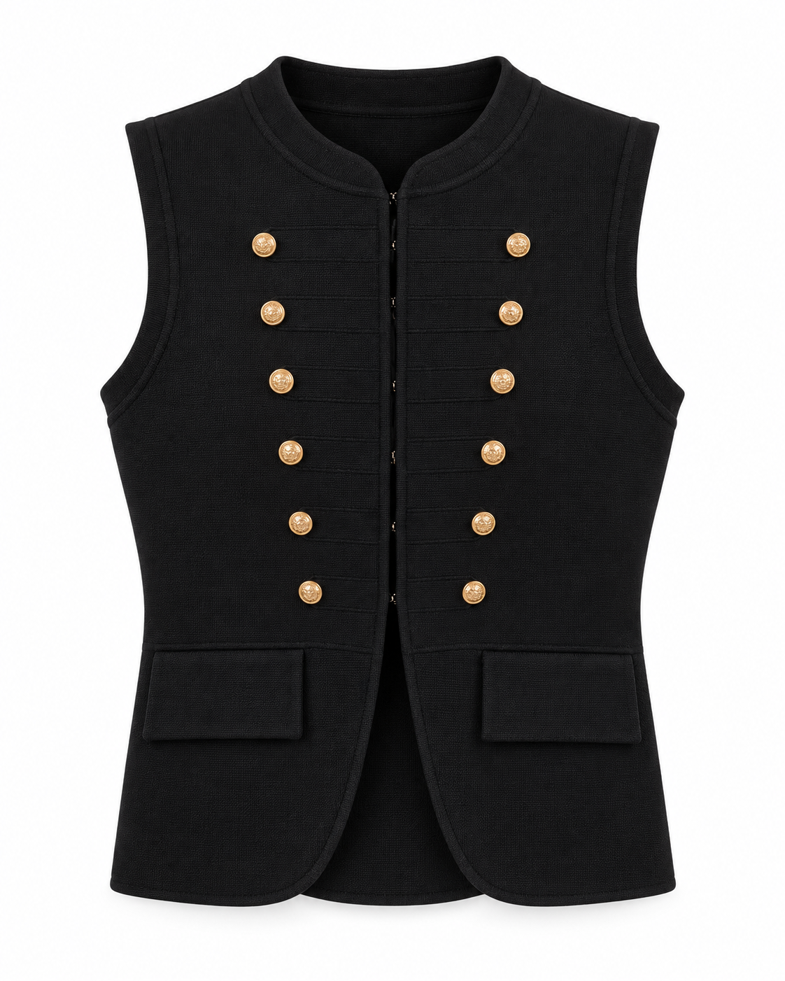 Fenia buttoned vest in black
