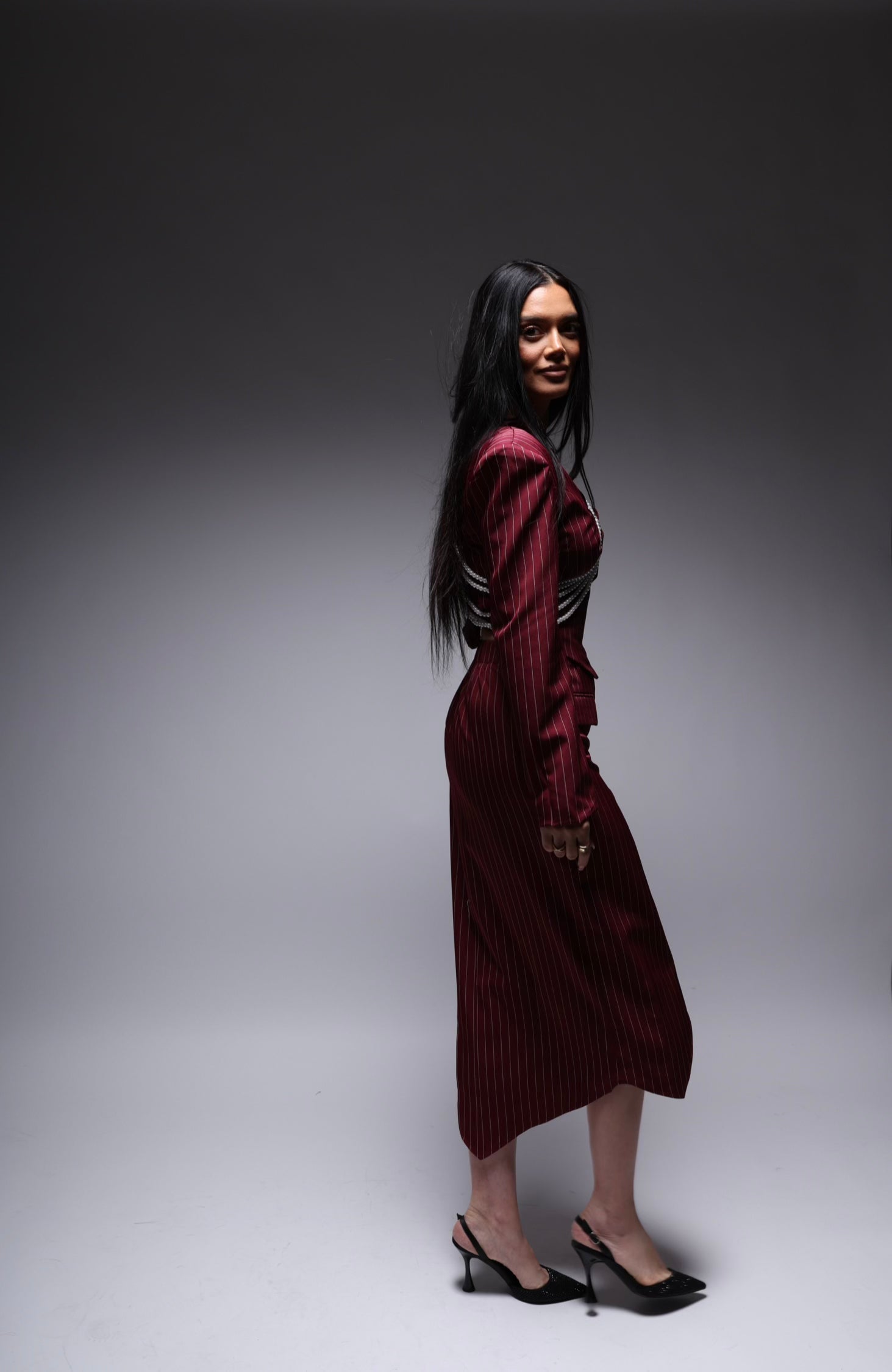 “Sarah” cropped corset x skirt x pearl arm piece set