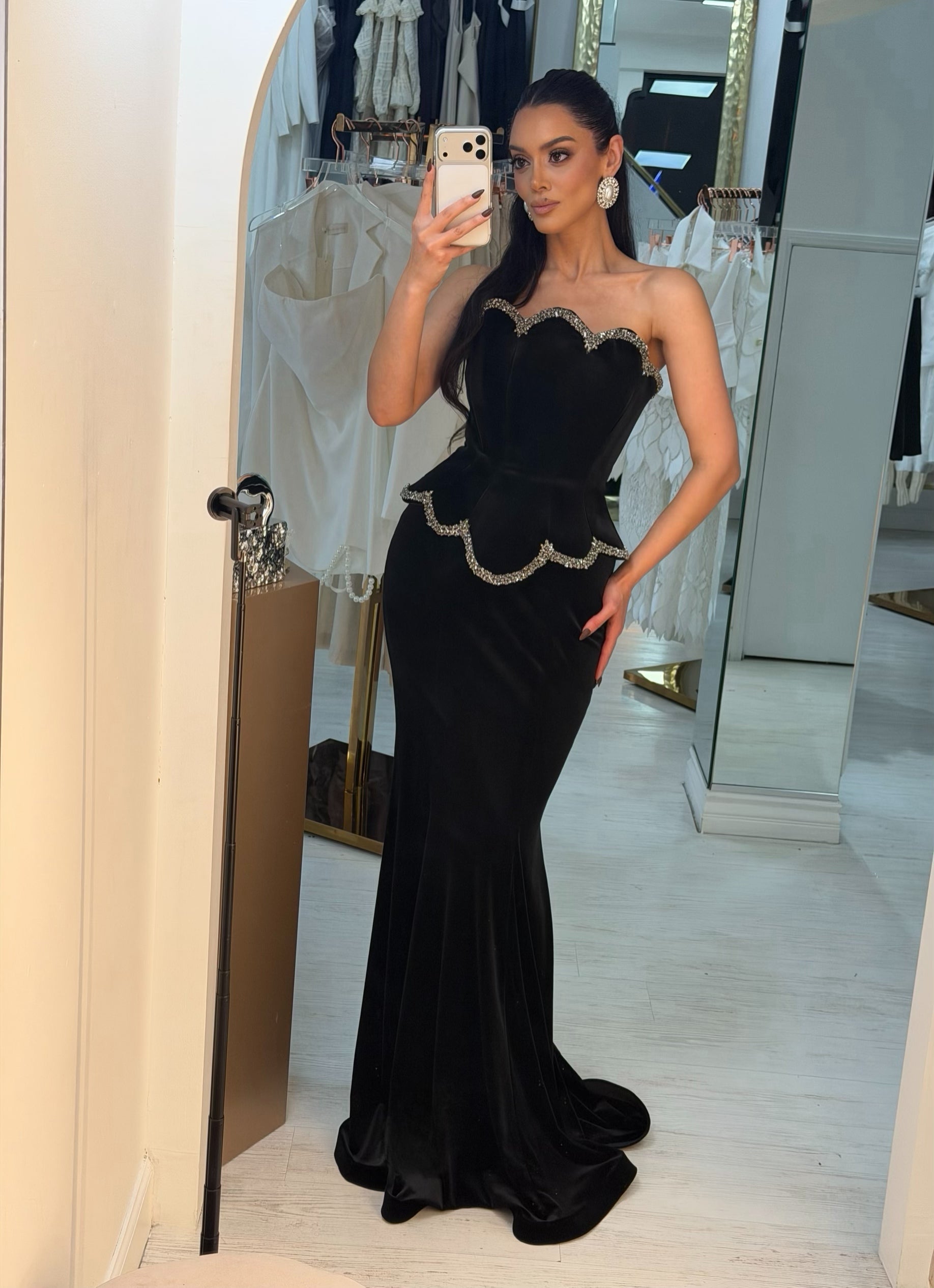 “Monarchy” velour corset gown