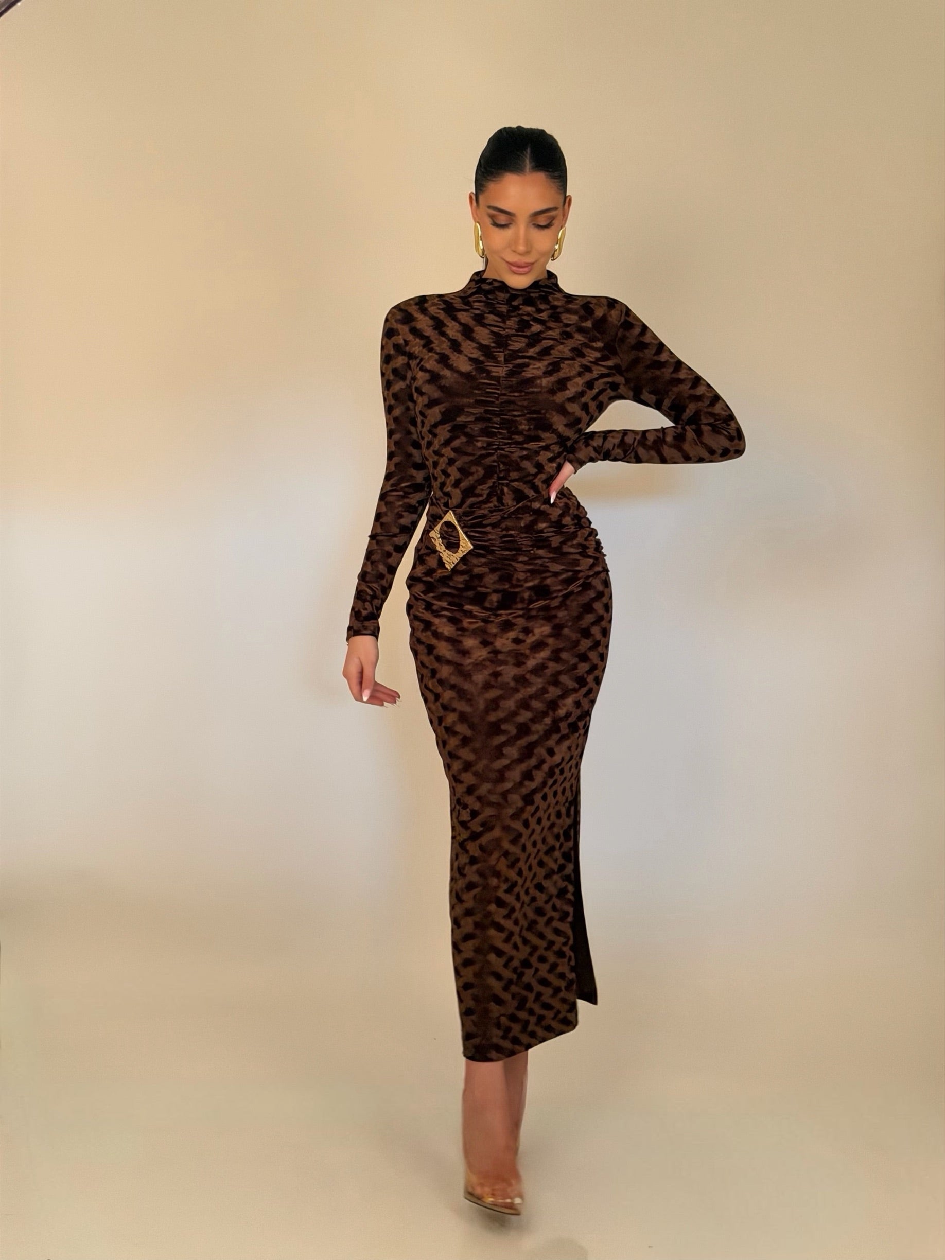 “Safari” velvet top and skirt set