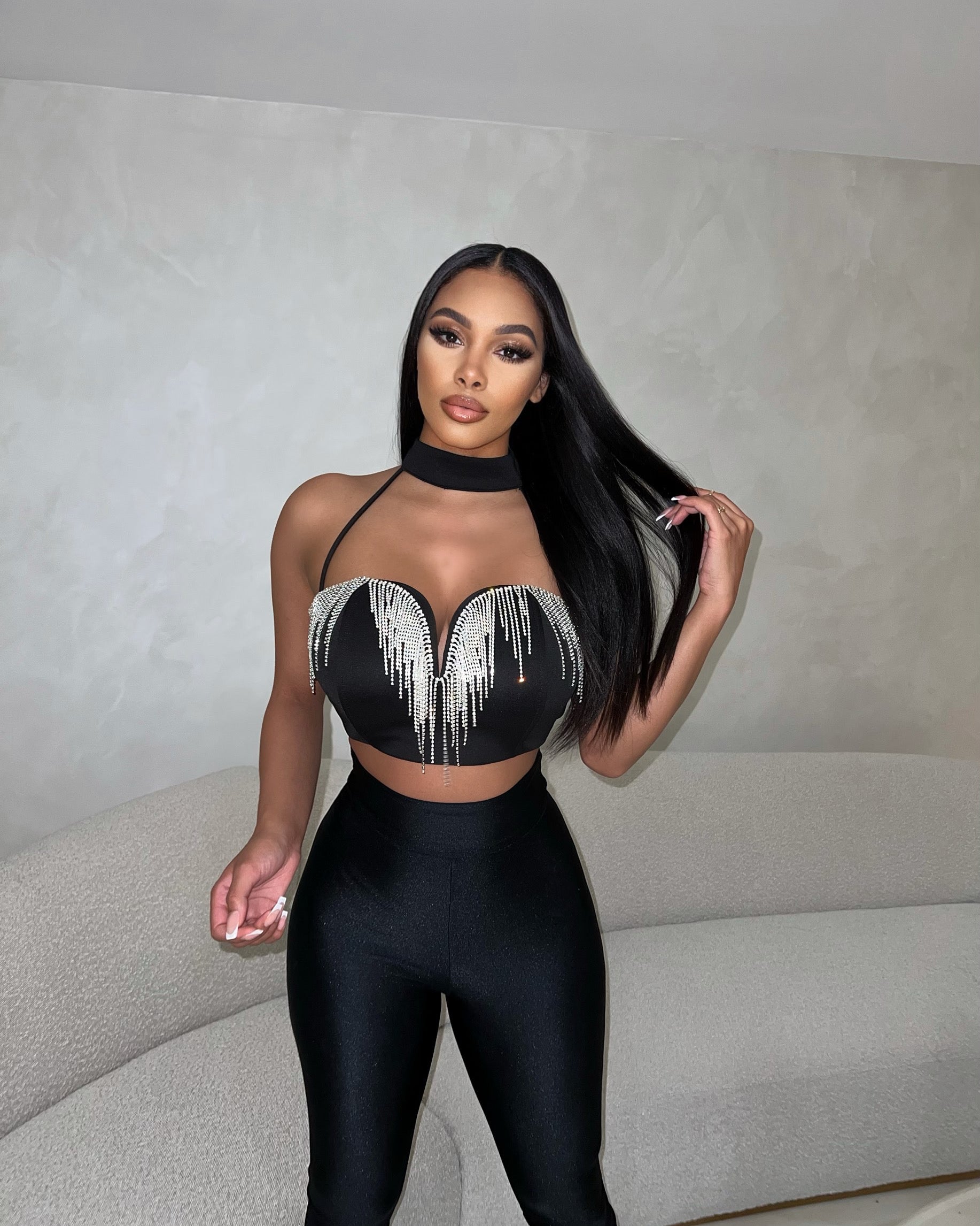 'DEJA' Rhinestone corset top