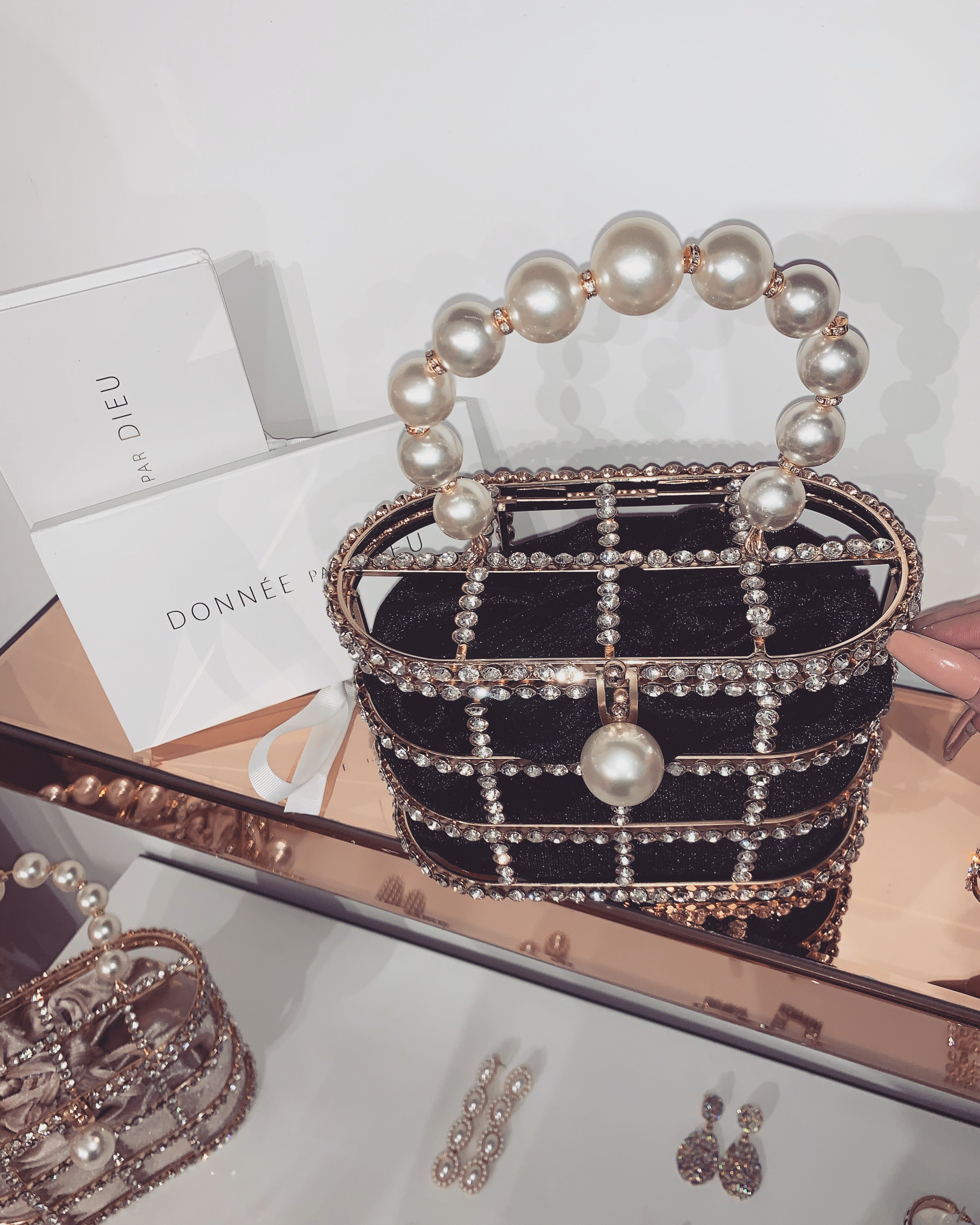 ‘IVANA’ Pearl X Rhinestone Clutch