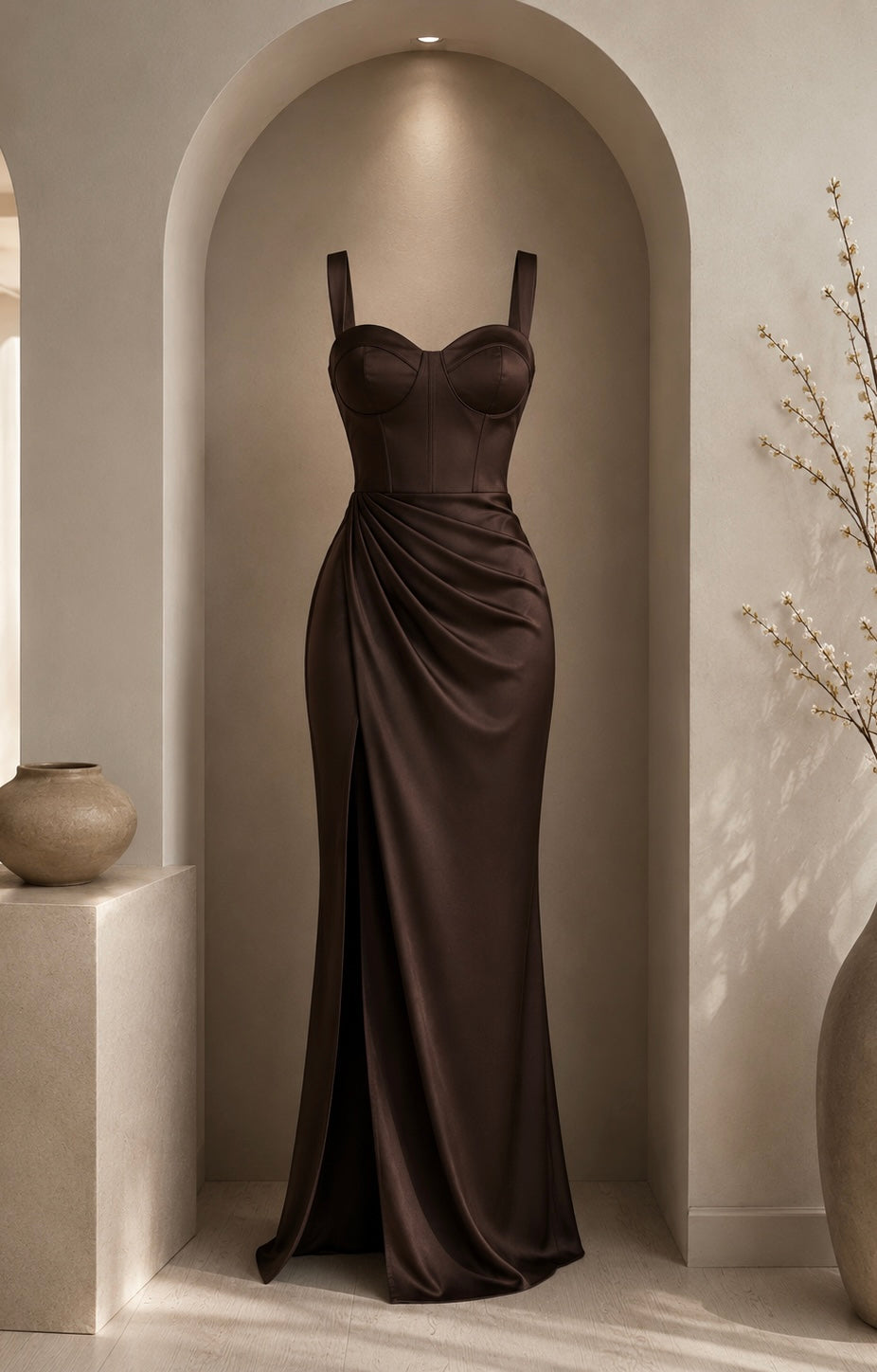 “Sapphire ” corset dress in brown