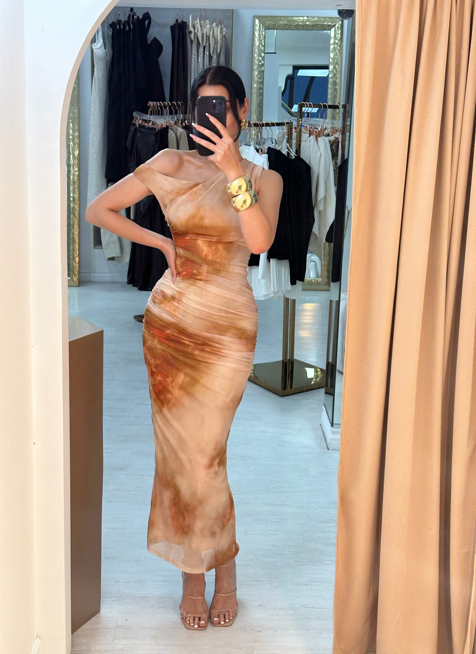 “Tania” tie-dye mesh dress