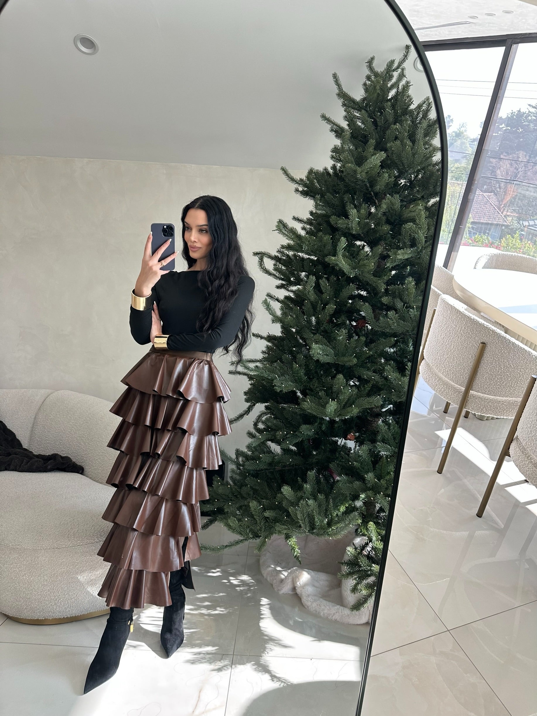 'Au Lait' Vegan Leather Skirt