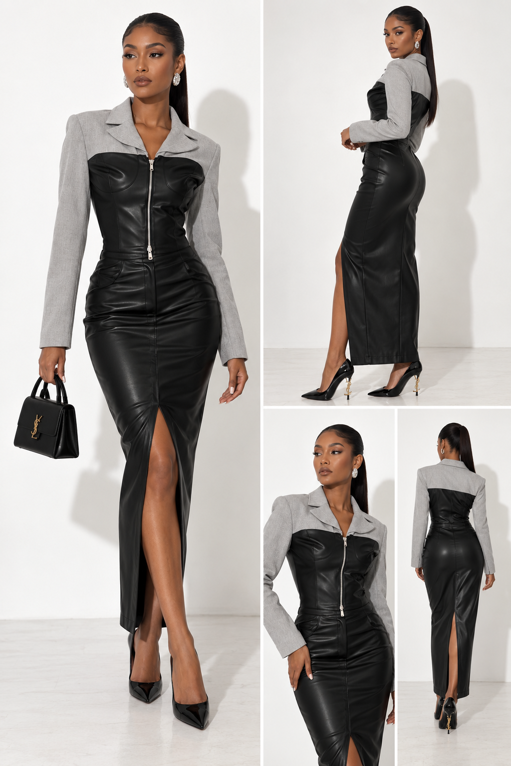 “Franca” leather detailed set