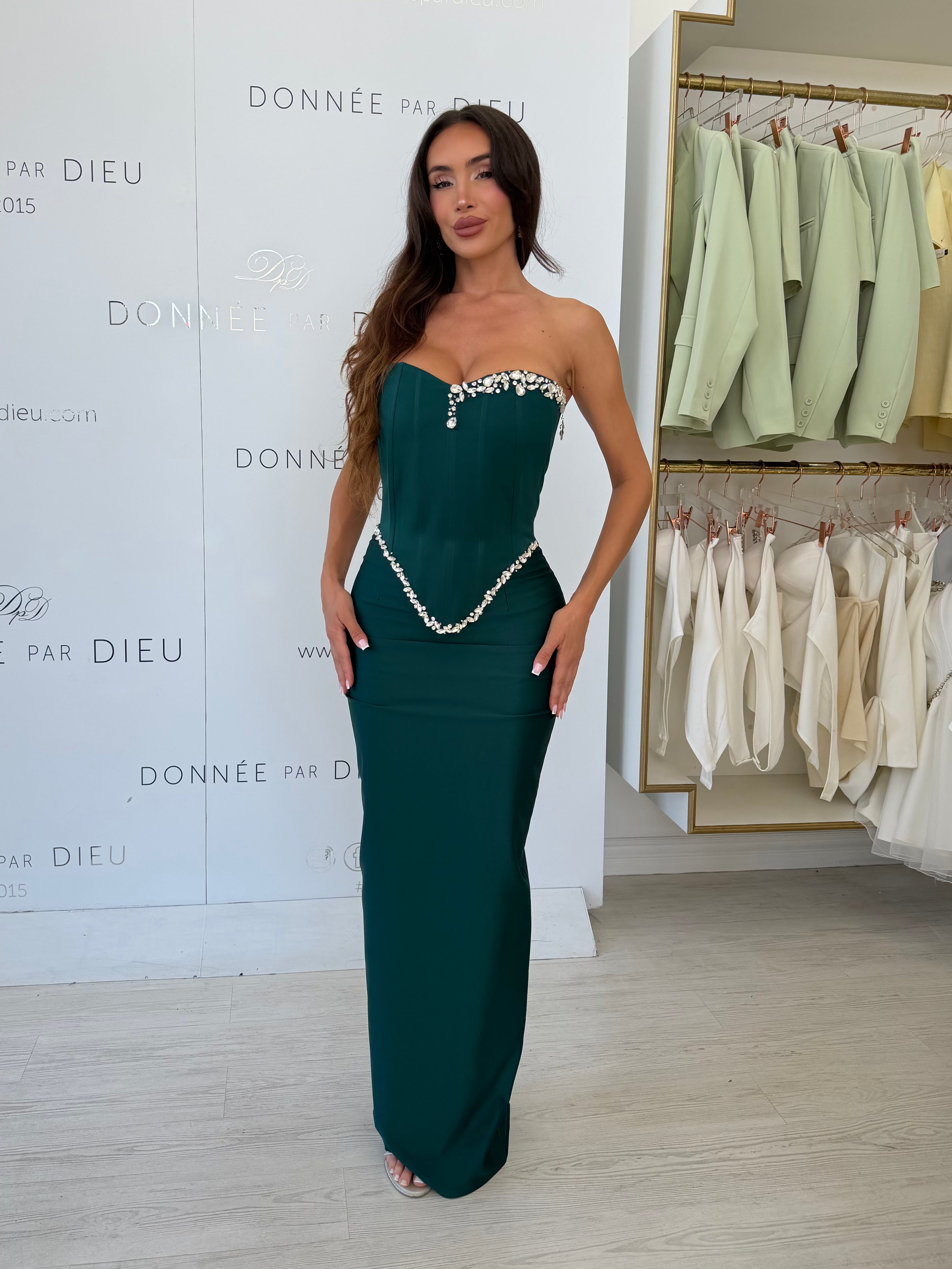 " Emerald Elegance " Corset and Skirt Dress