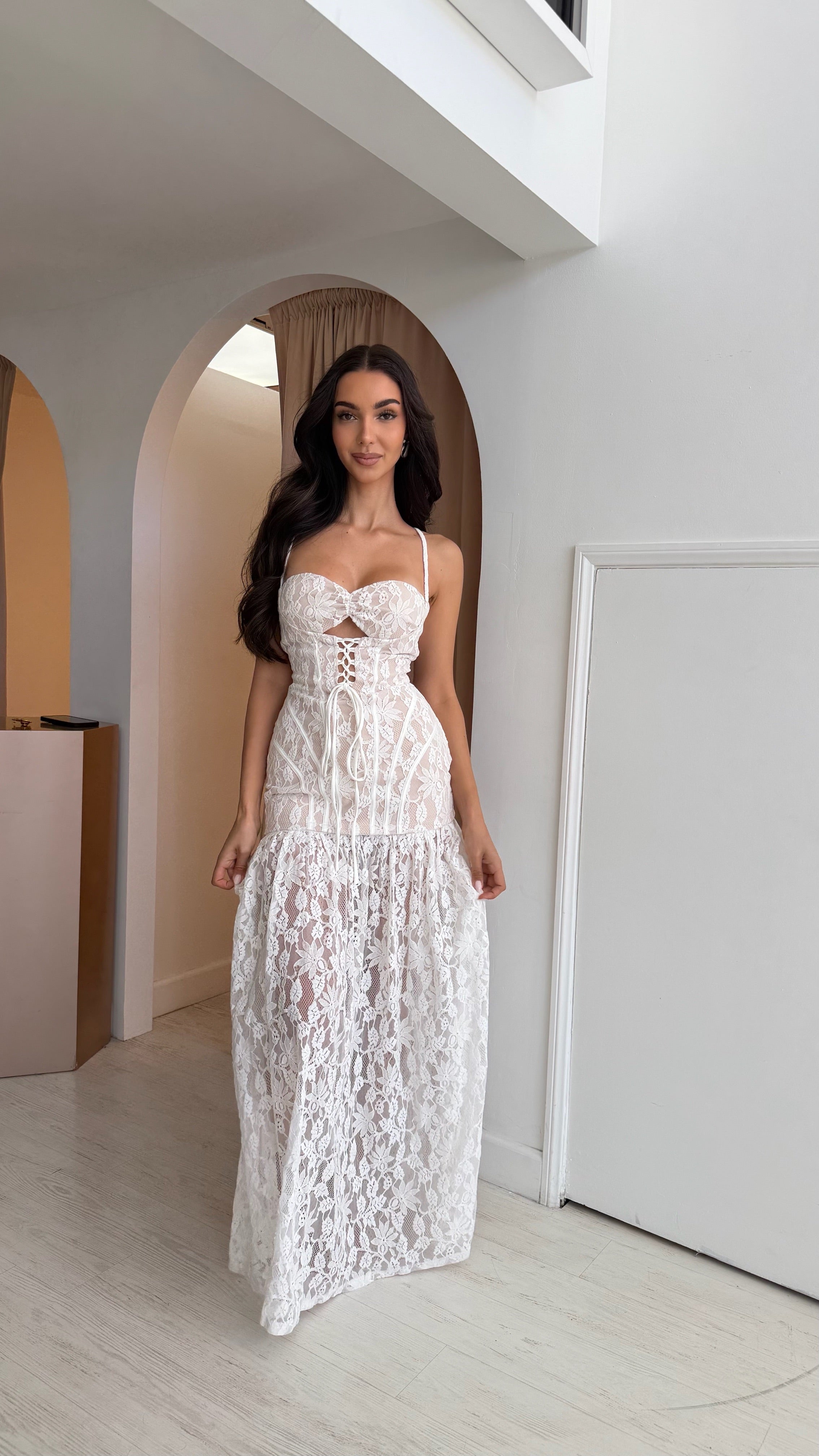 “Sheryl” lace bustier dress