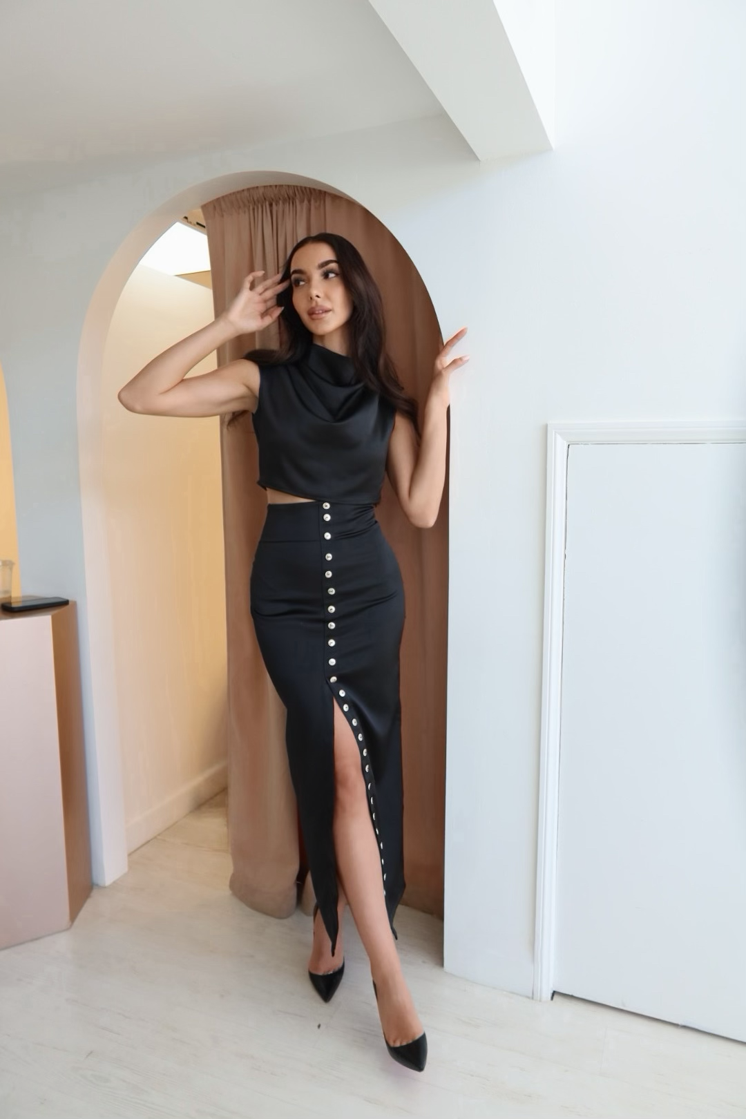 “Lucia” two piece satin set