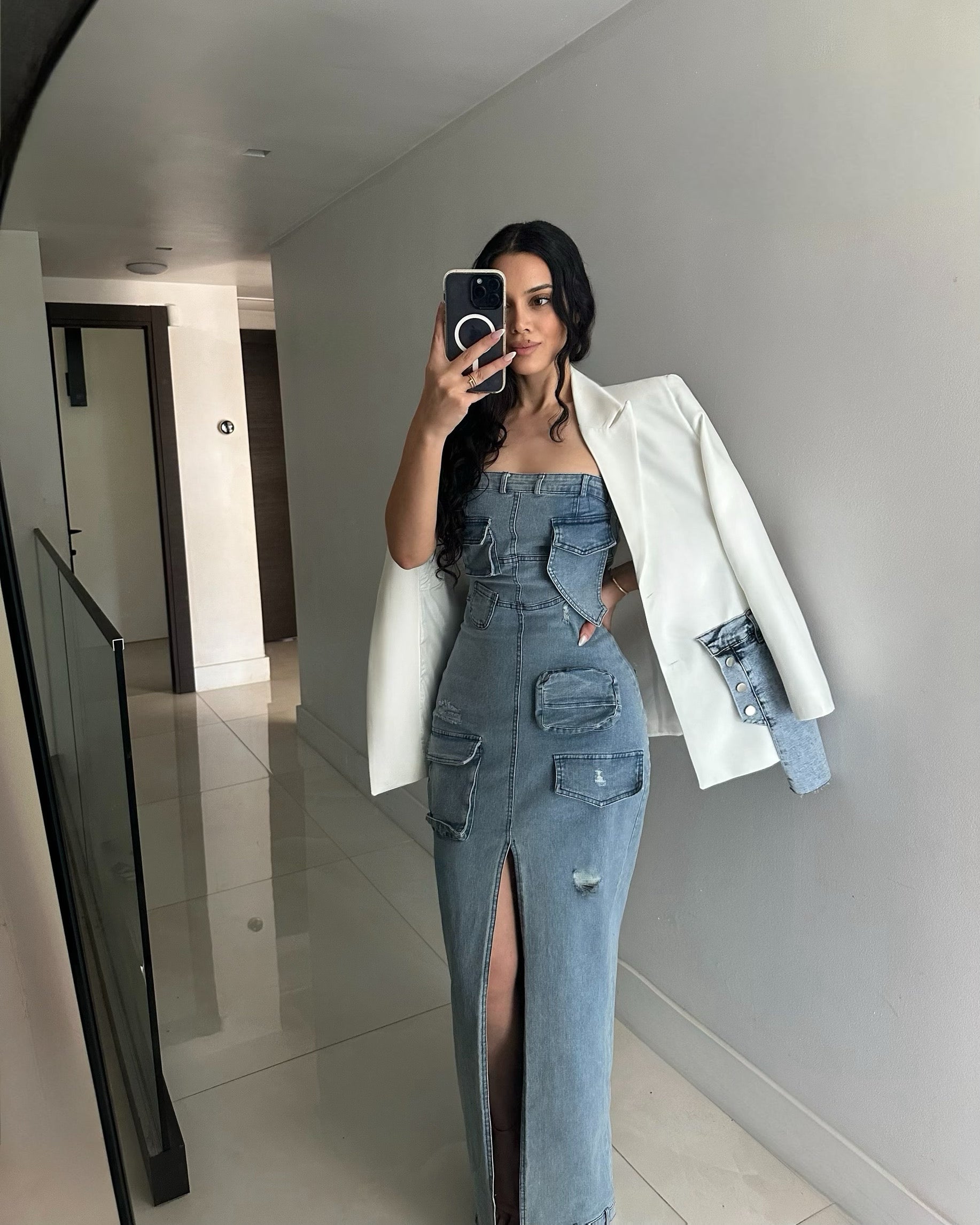 ‘Forte’ denim bodycon dress