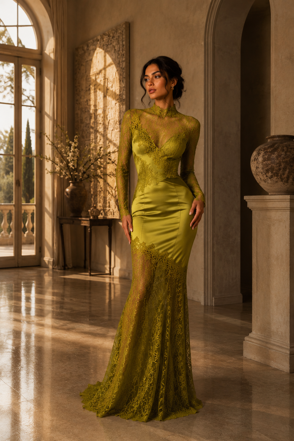 " Midnight Lace " Dress in green