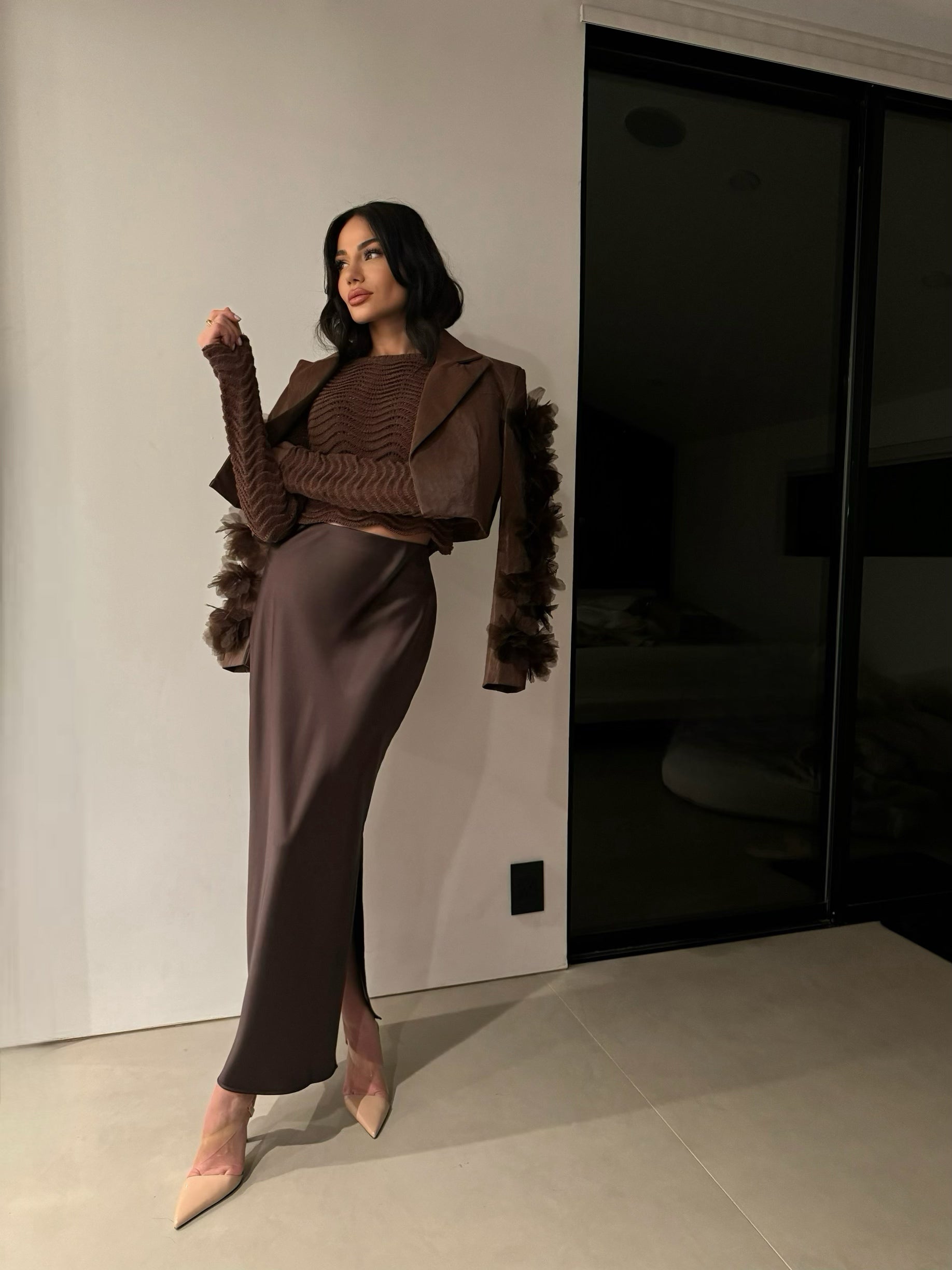 ‘Lesse’ satin skirt