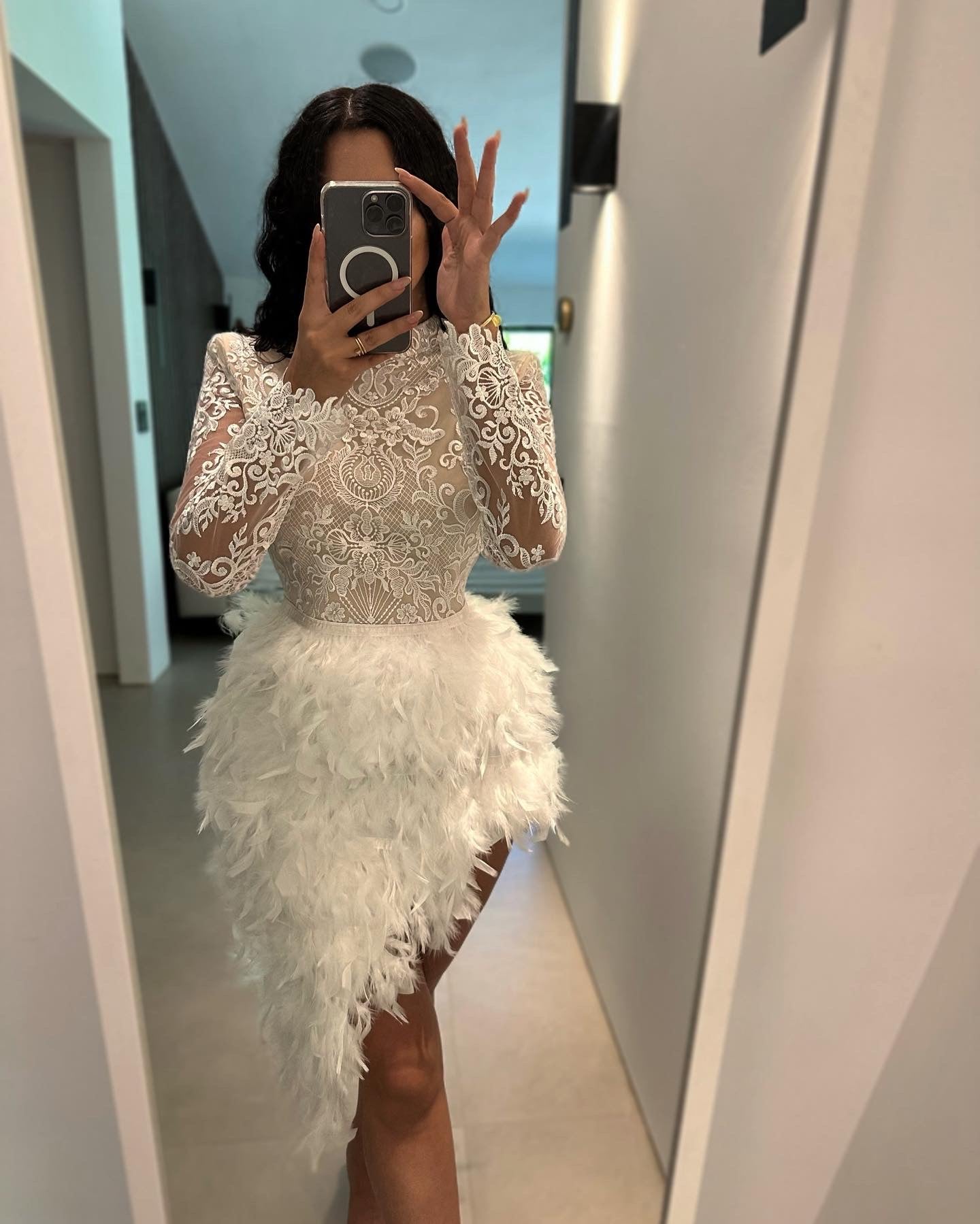 ‘Oiseau’ real feather dress