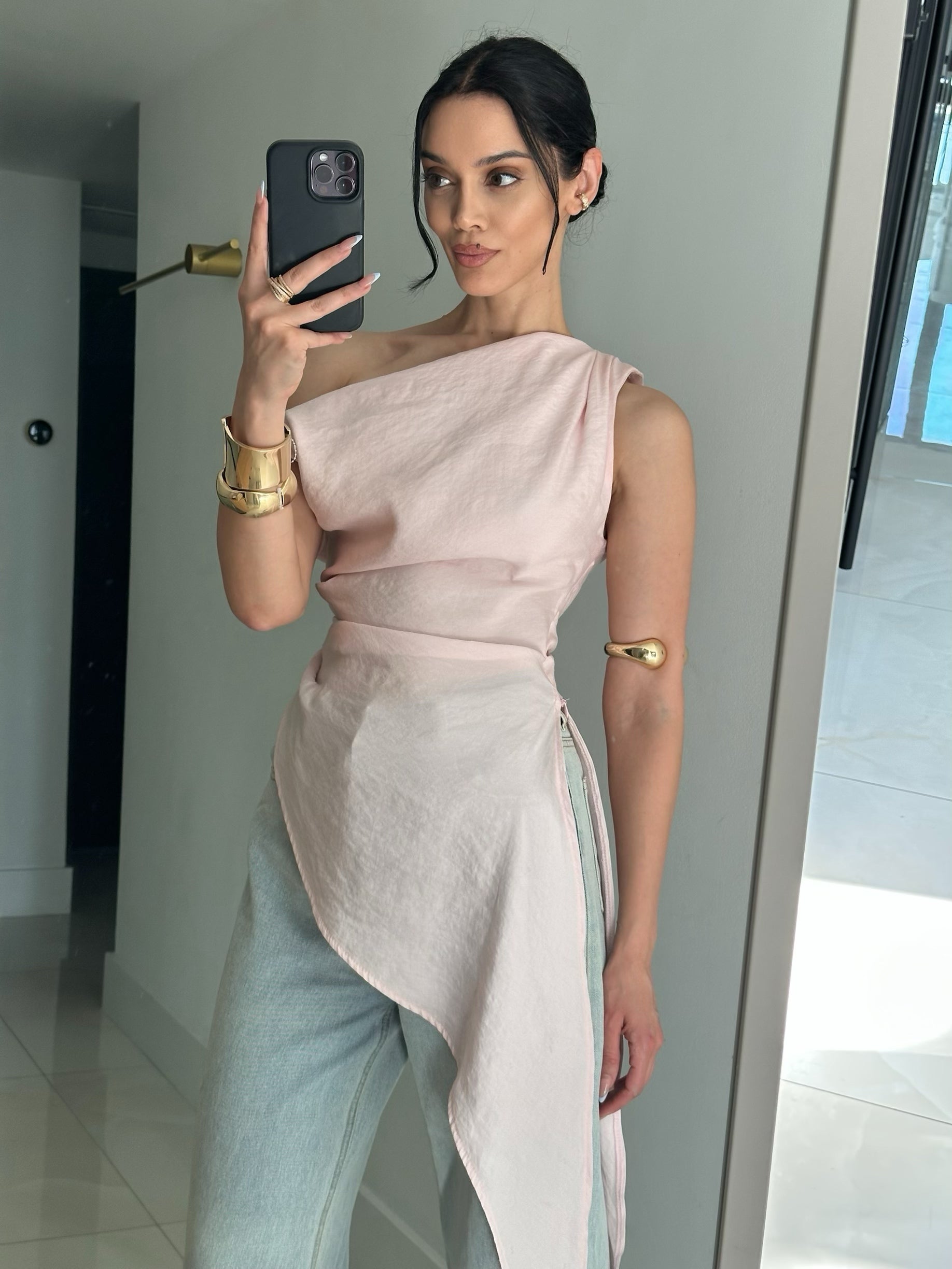 “Nala” asymmetrical top in pink