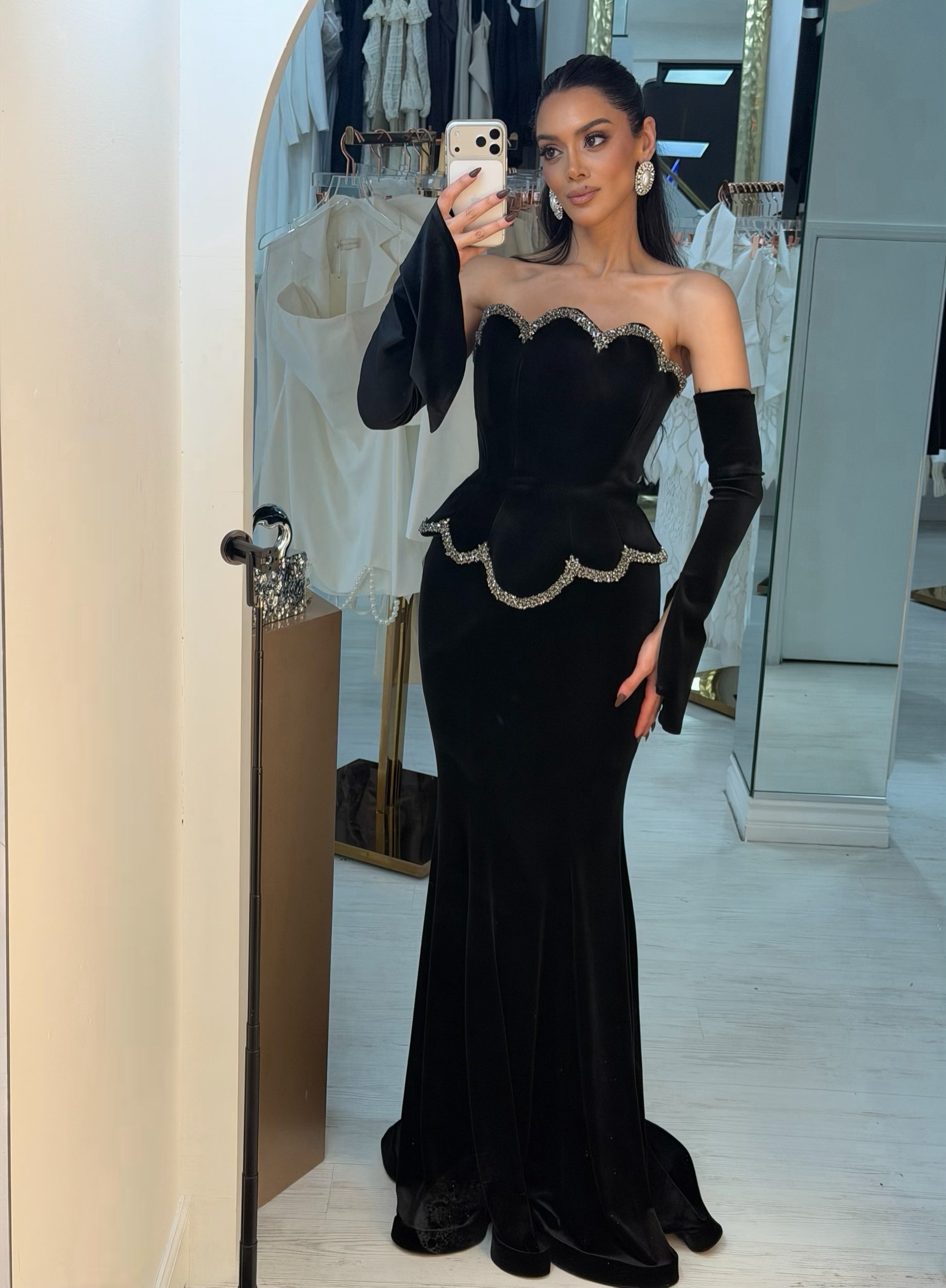 “Monarchy” velour corset gown