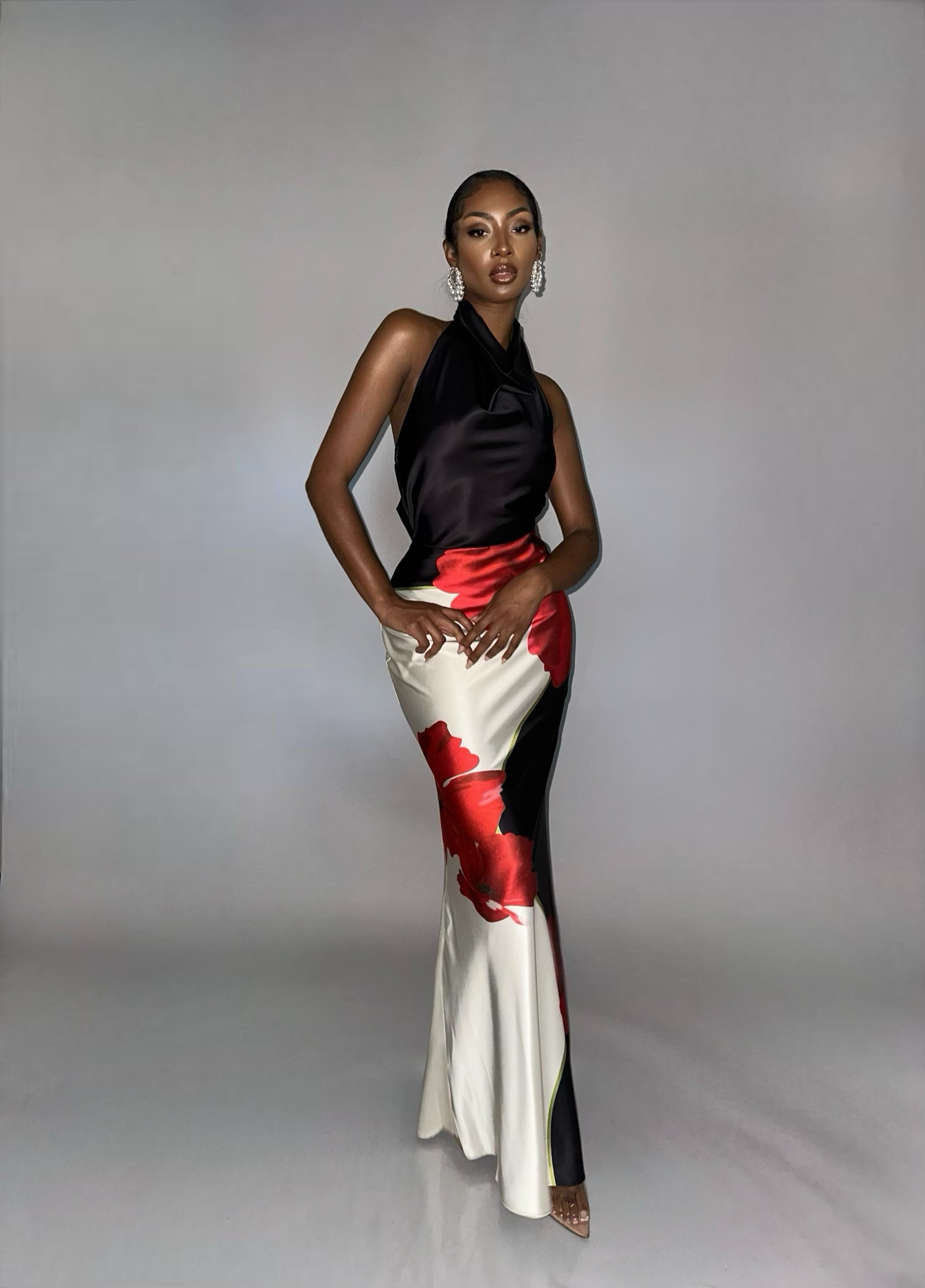 “Danielle” satin rose dress