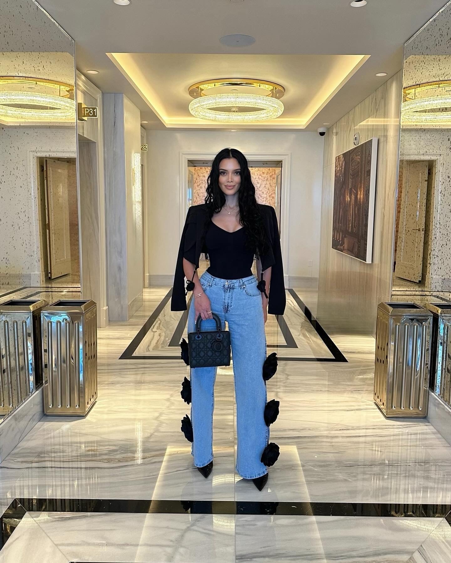 ‘Black Rose’ denim pants