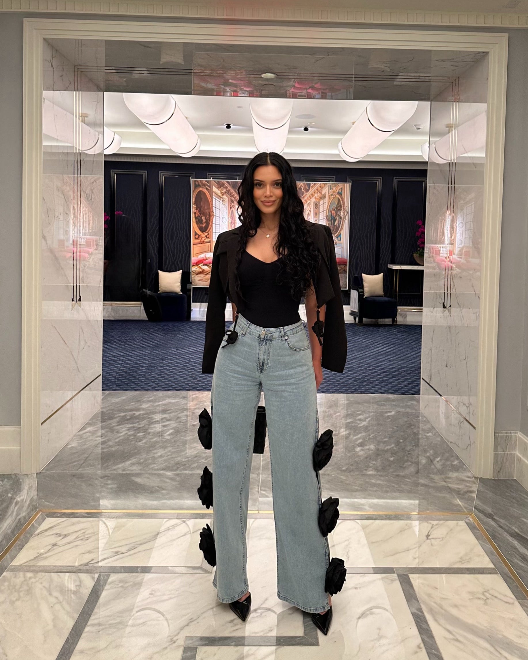 ‘Black Rose’ denim pants