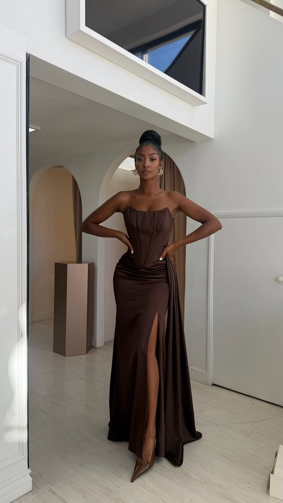 “Noa” satin corset gown