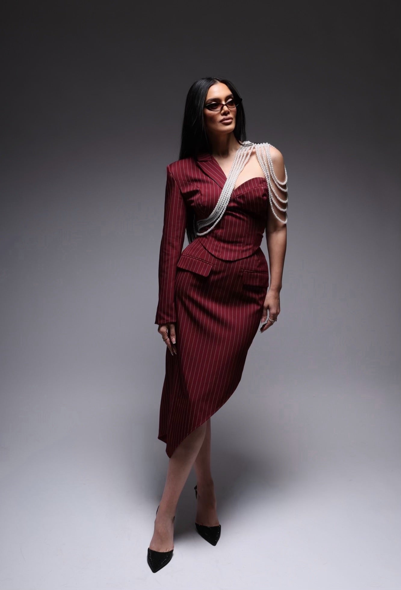 “Sarah” cropped corset x skirt x pearl arm piece set