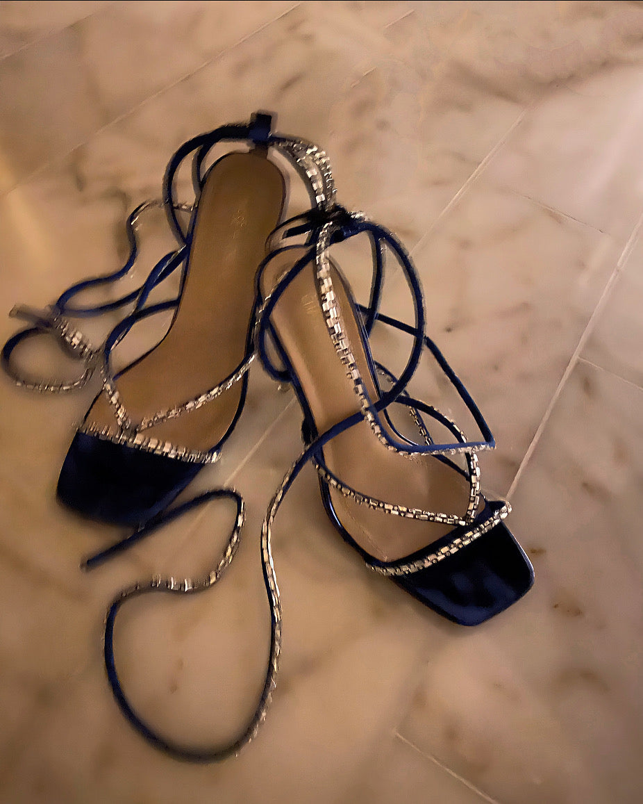 'Midnight' Rhinestone Tied Up Heels